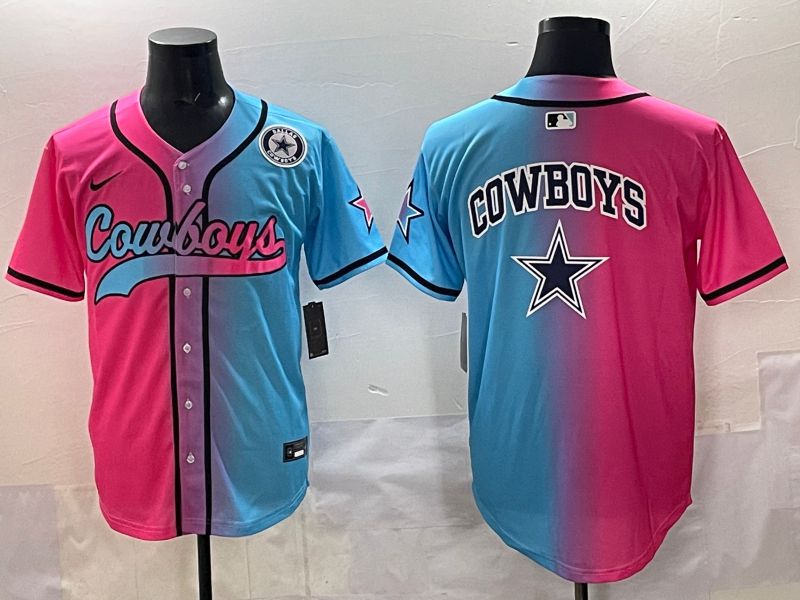 Men 2025 Dallas Cowboys Blank Blue pink Nike Limited NFL Jersey style 007->los angeles dodgers->MLB Jersey